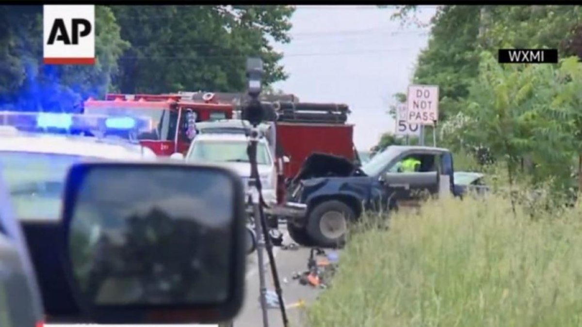 Escena del atropello de ciclistas en Michigan.