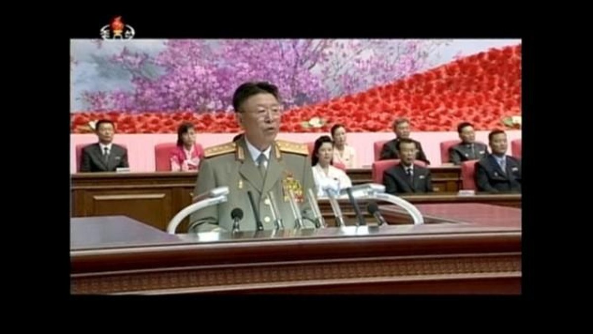 El general Ri Yong Gil en un discurso en Pyongyang en 2014.