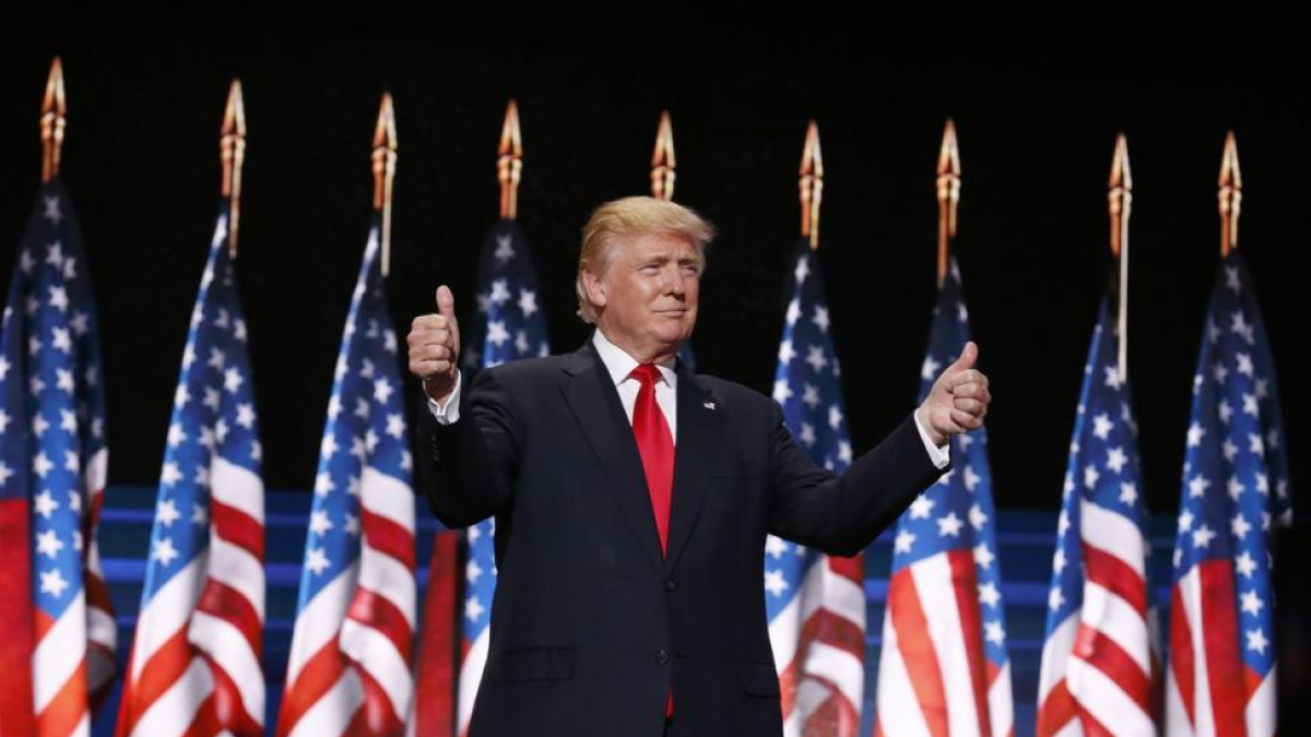 Donald Trump, durante su discurso de aceptación de la nominación republicana, en la convención de Cleveland.