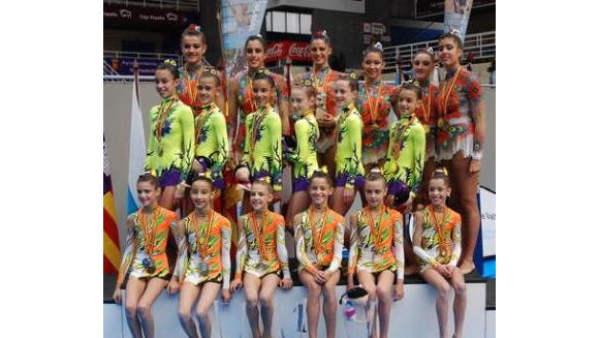 Las gimnastas del Club Ritmo en el campeonato de España.