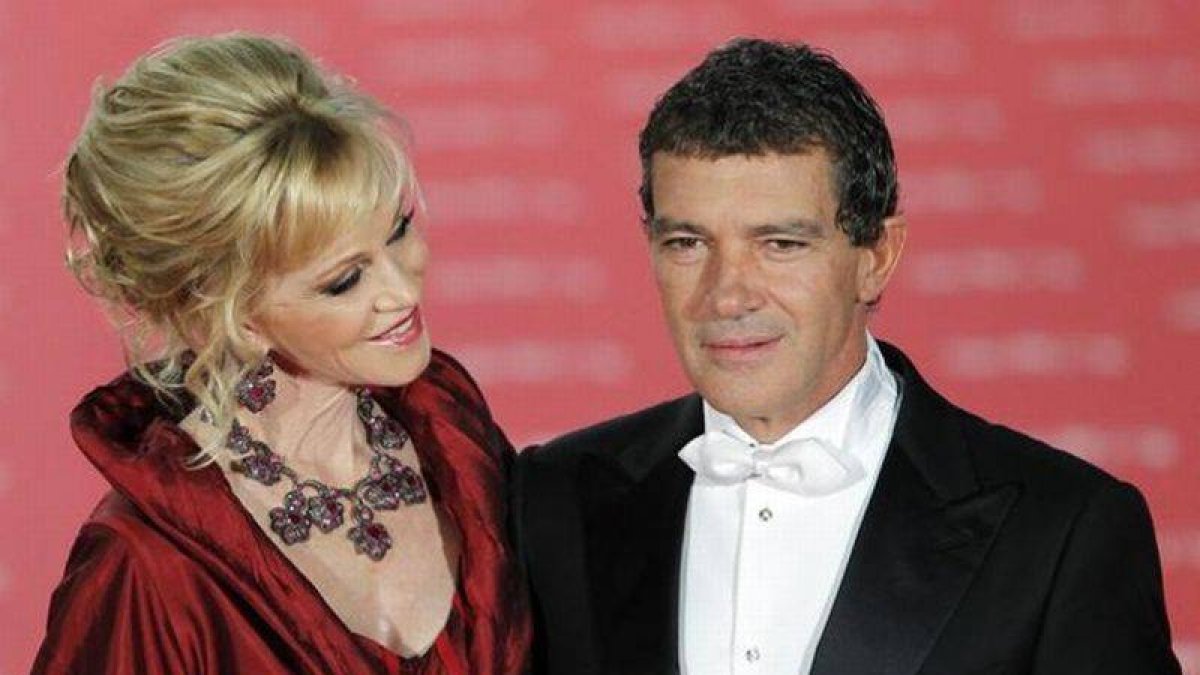 Banderas y Melanie Griffith, el pasado febrero, en la ceremonia de los Goya.