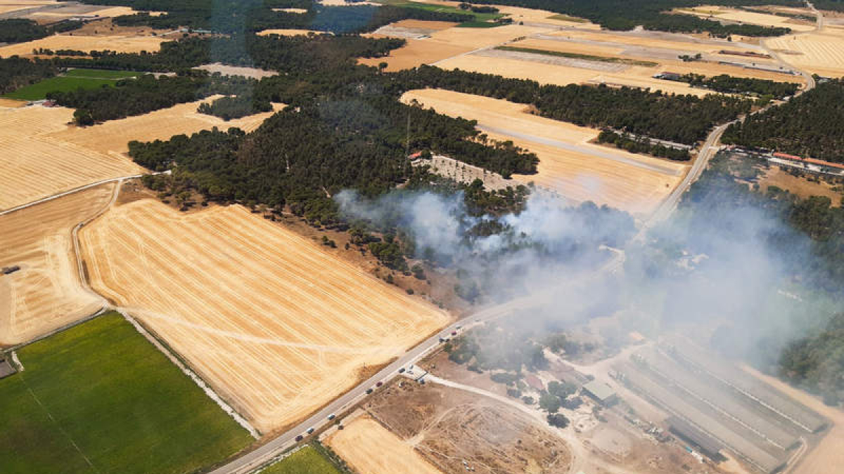 Imagen de uno de los últimos incendios en Cuéllar. JUNTA DE CASTILLA Y LEÓN