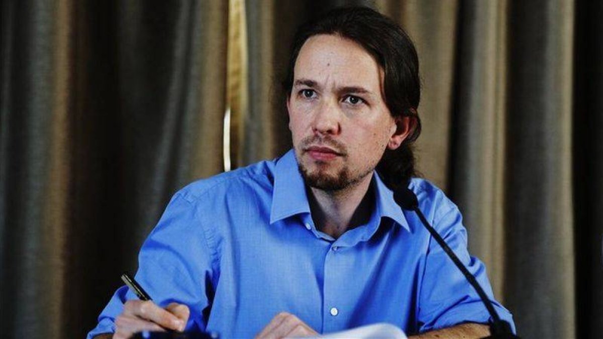 Pablo Iglesias, en una rueda de prensa de Podemos.