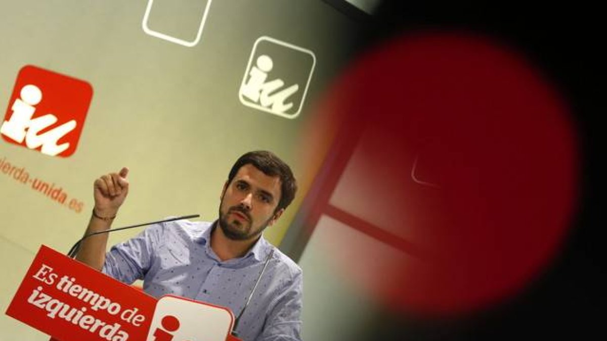 Alberto Garzón, durante una reunión de la cúpula de IU en Madrid, el pasado 5 de junio.