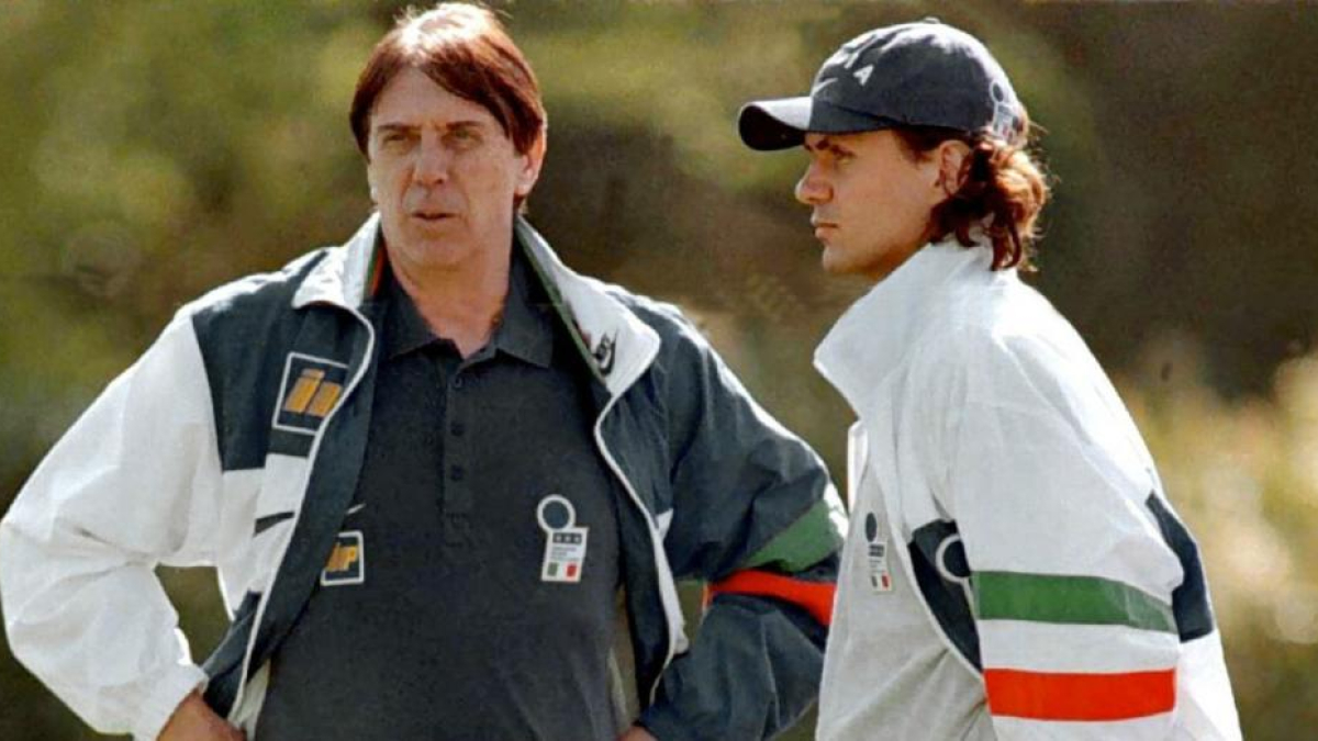 Cesare Maldini junto a su hijo Paolo.