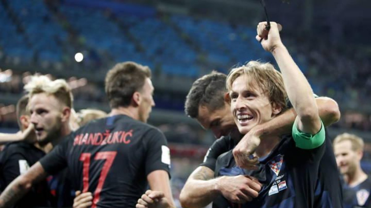 Modric celebra la victoria de su equipo frente a Argentina.