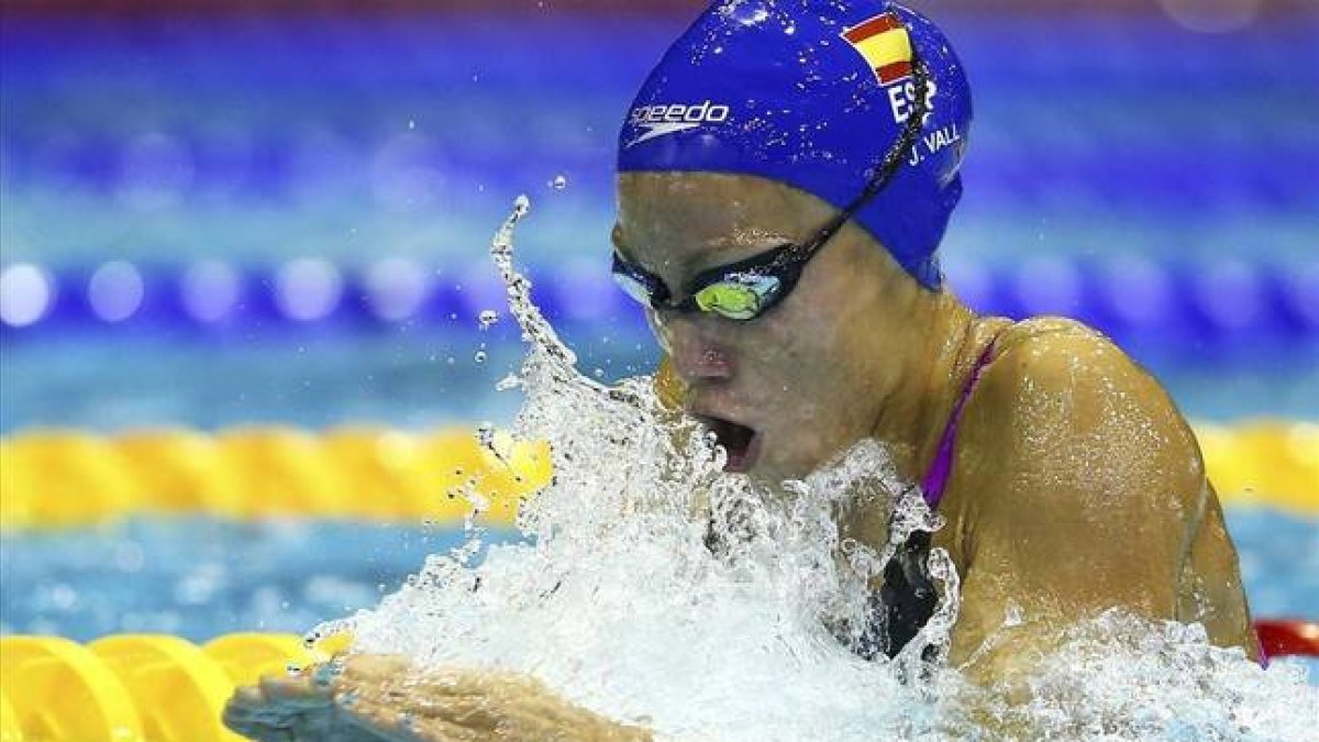 Jessica Vall, en un momento de la final de los 200 braza.