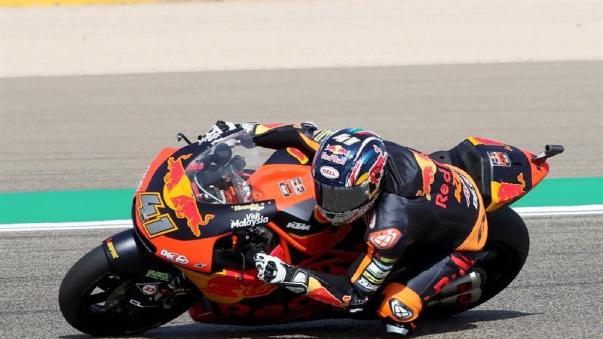 El piloto de Moto2 Brad Binder (Red Bull KTM Ajo), durante la sesión de entrenamientos libres celebrada ayer.