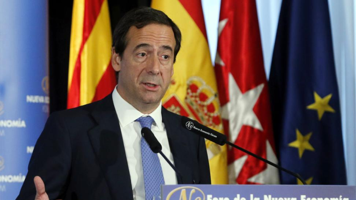 El consejero delegado de CaixaBank, Gonzalo Gortázar, durante su intervención la semana pasada en el desayuno informativo del Foro de la Nueva Economía.