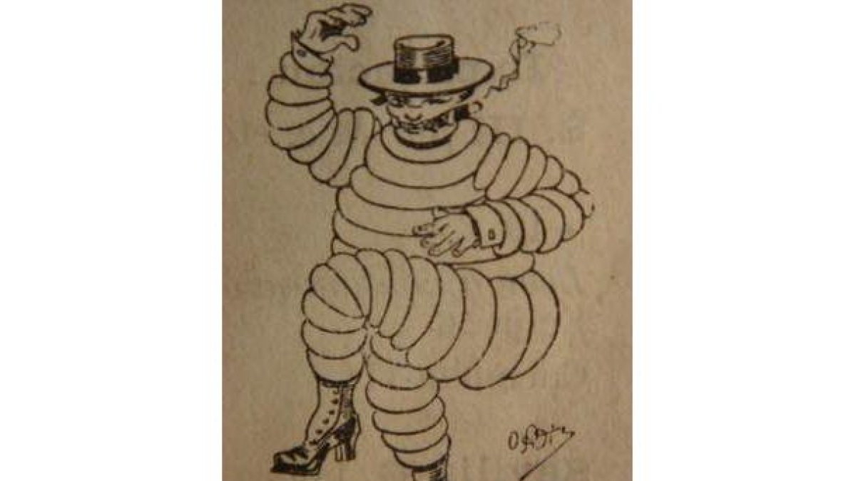Una caricatura del Bibendum más español en la guía de 1911