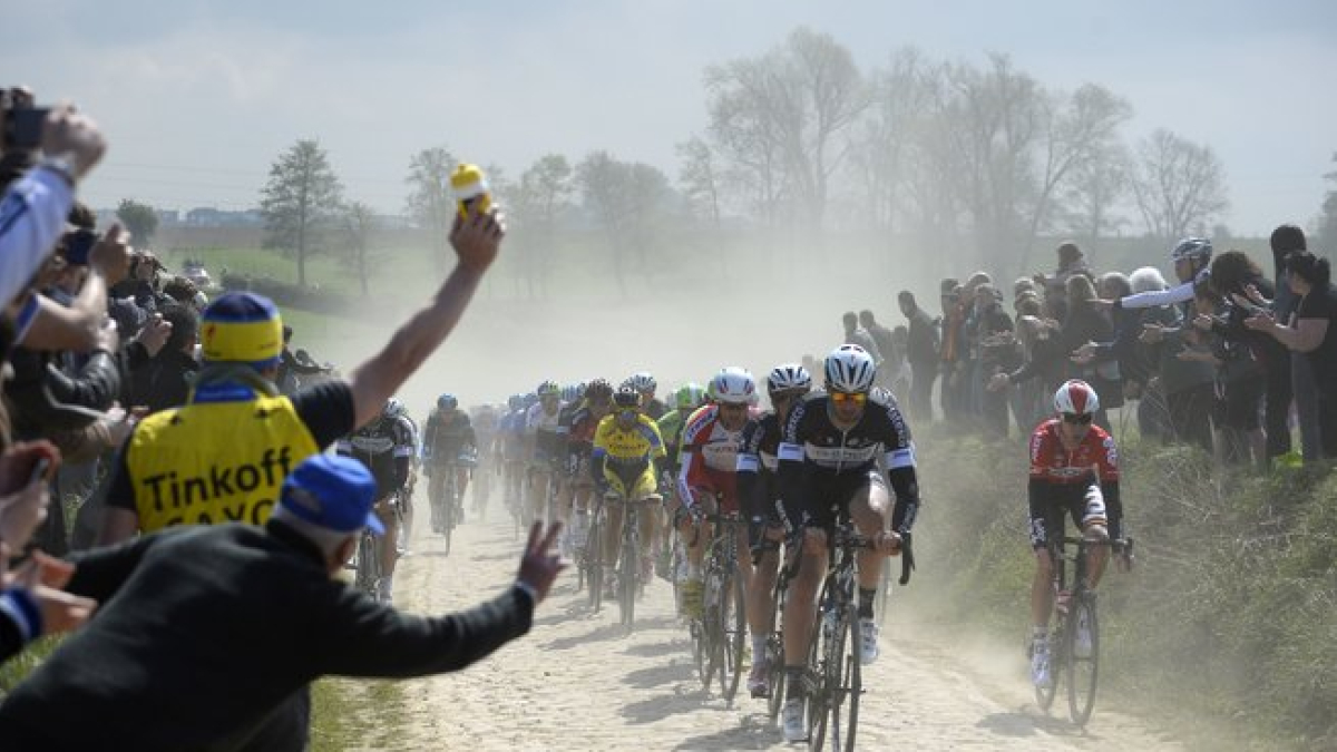 Los ciclistas, durante la última edición que ganó Peter Sagan.