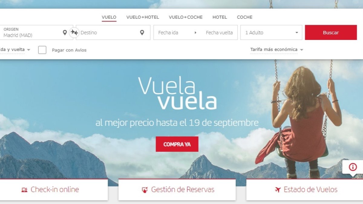 La nueva campaña de Iberia utiliza como imagen a una niña en el columpio gigante de Riaño. DL