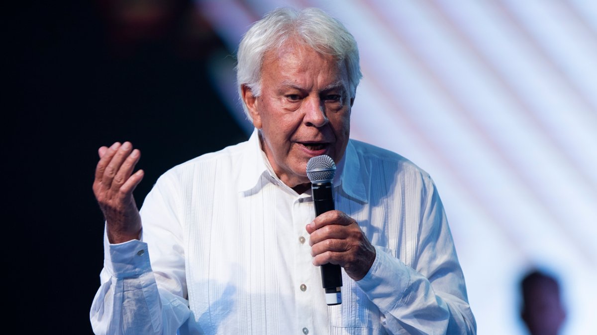 Felipe González. durante su intervención de este lunes en el evento