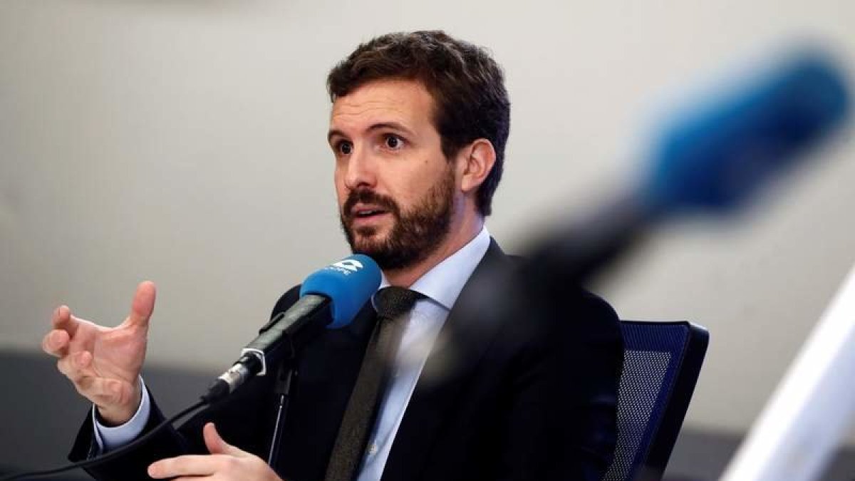 El presidente del PP, Pablo Casado, en una entrevista.
