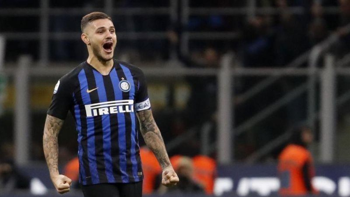 Mauro Icardi en el derby de Milán en octubre de 2018.