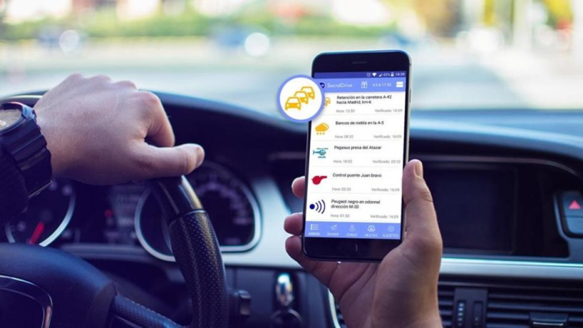 Pantalla de la aplicación para conductores SocialDrive.