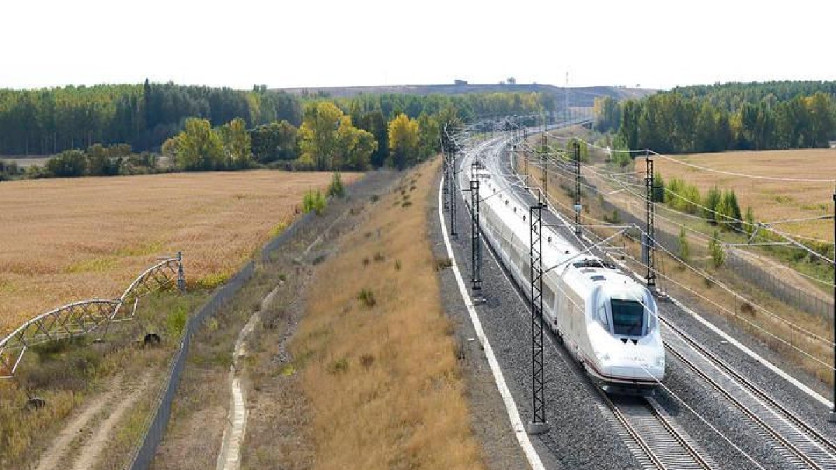 El AVE, a su paso por Sahagún. ACACIO DÍAZ