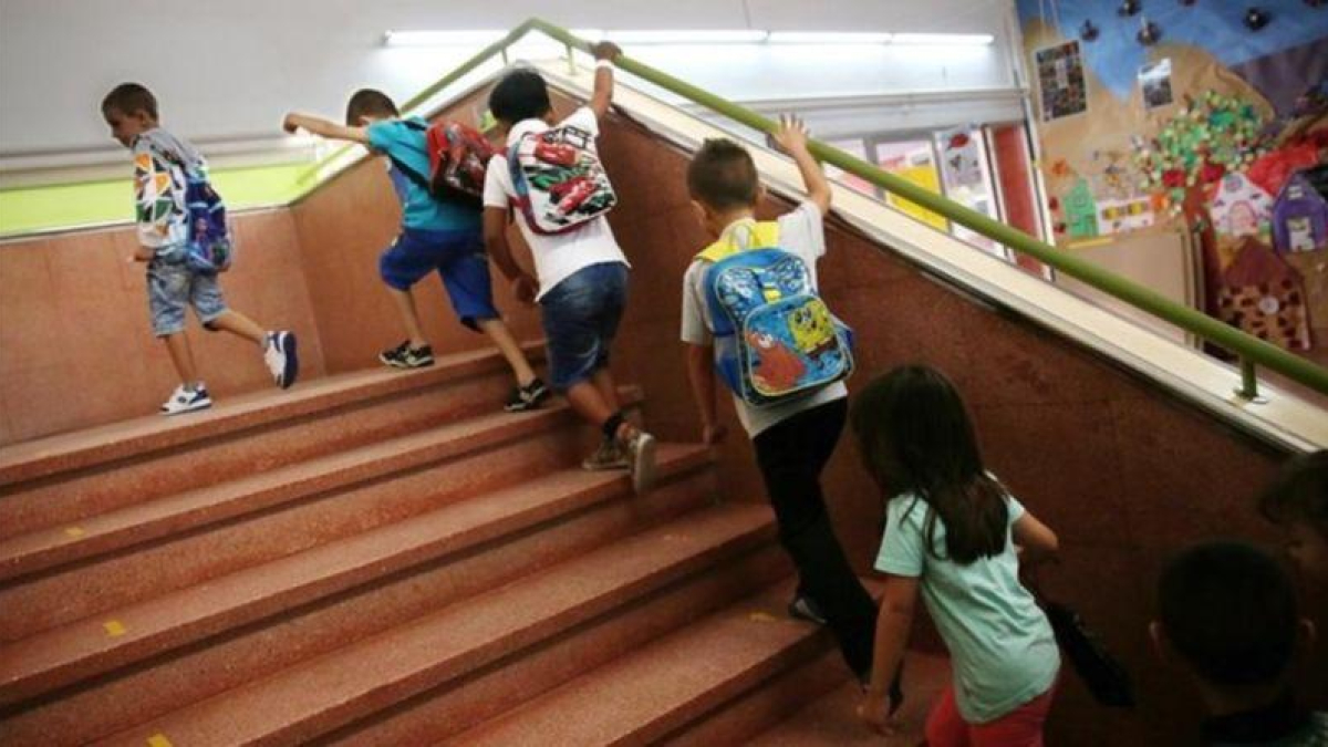 Vuelta al cole en un colegio de Barcelona.