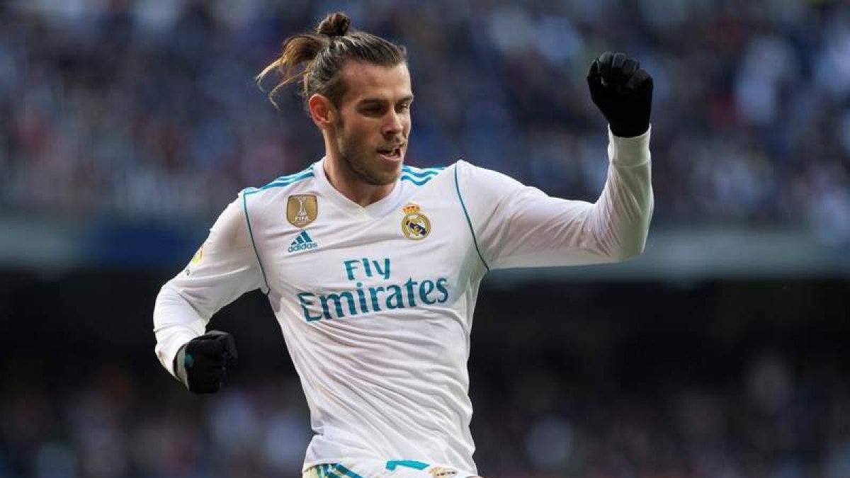 Bale celebra uno de los dos goles que le marcó al Deportivo. RODRIGO JIMÉNEZ