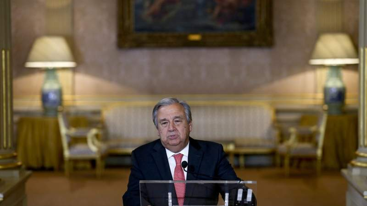 Antonio Guterres pronunció un discurso en el Palacio de las Necesidades en Lisboa. ANDRE KOSTERS