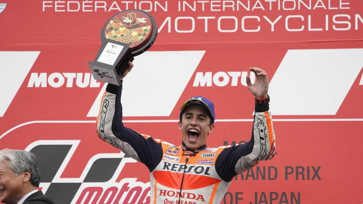 Márquez celebra su victoria. TORU HANAI