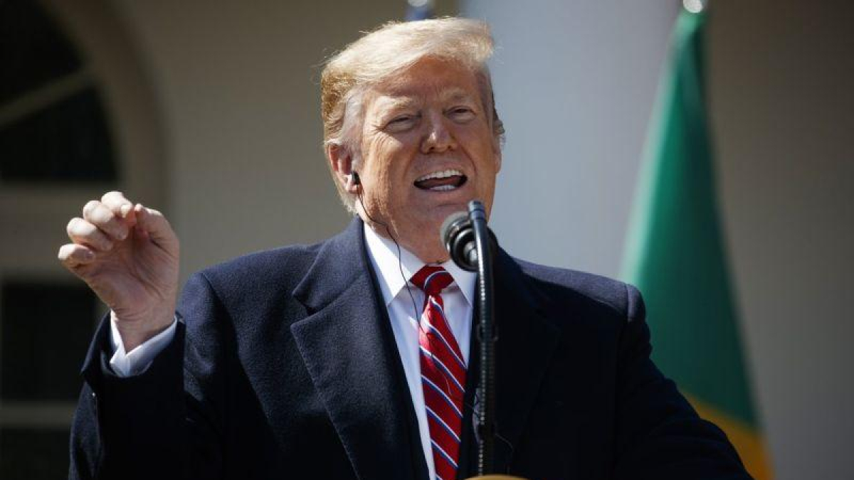 El presidente de los Estados Unidos en una conferencia en la Casa Blanca.