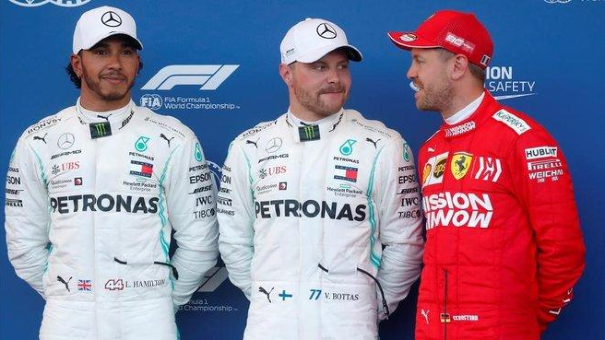 Lewis Hamilton, Valtteri Bottas y Sebastian Vettel, los más veloces en la quali de Baku.