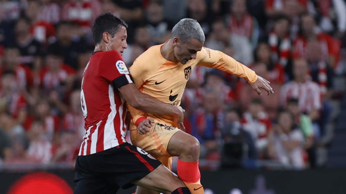 Griezmann anotó el gol del triunfo del Atlético en San Mamés. TOÑA