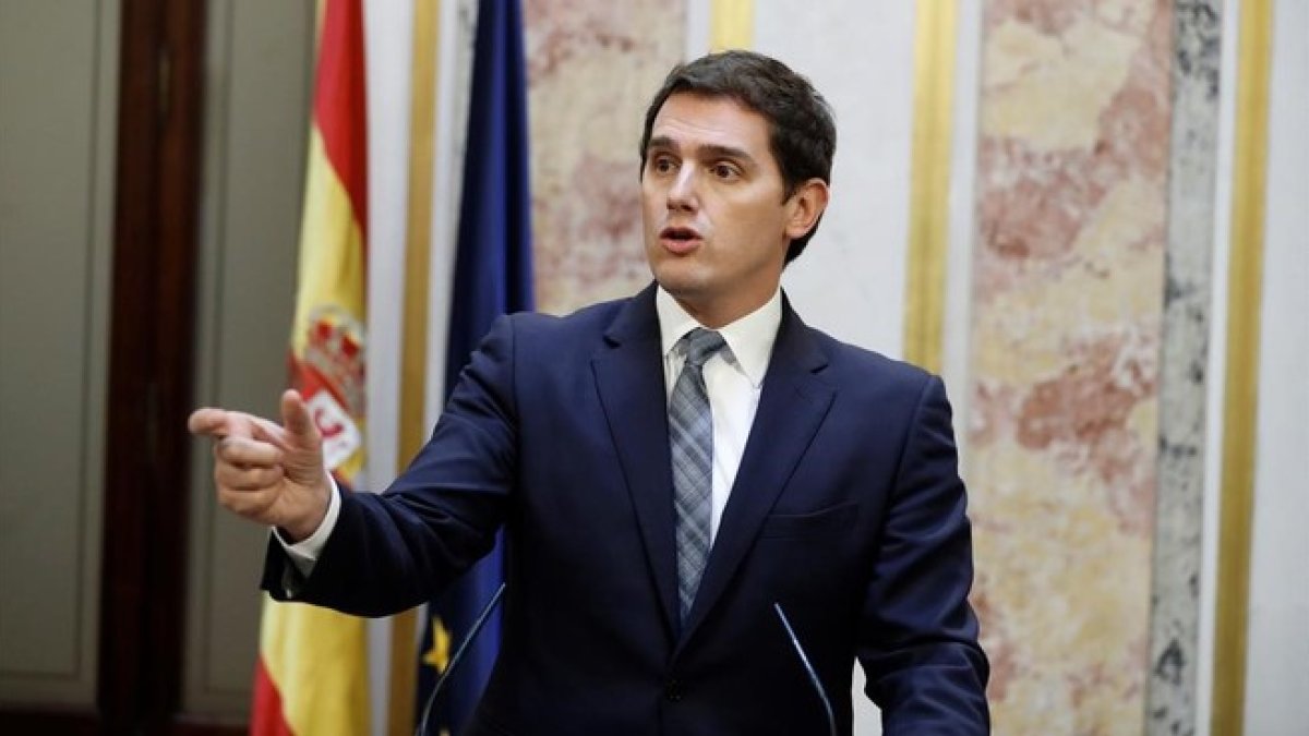 El presidente de Ciudadanos, Albert Rivera, durante una rueda de prensa.