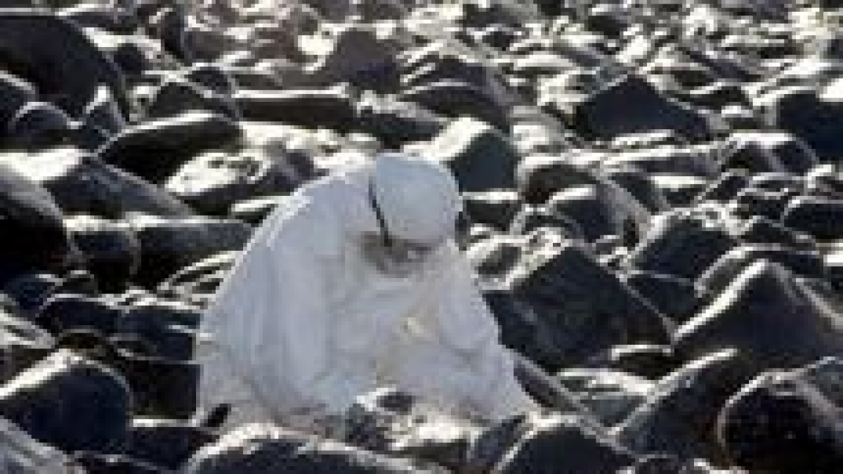 Un voluntario limpiaba ayer la playa de Carnota