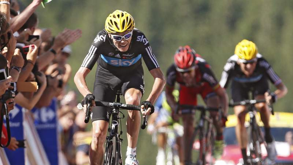 Christopher Froome, del equipo Sky, camino de la victoria en la séptima etapa del Tour de Francia .