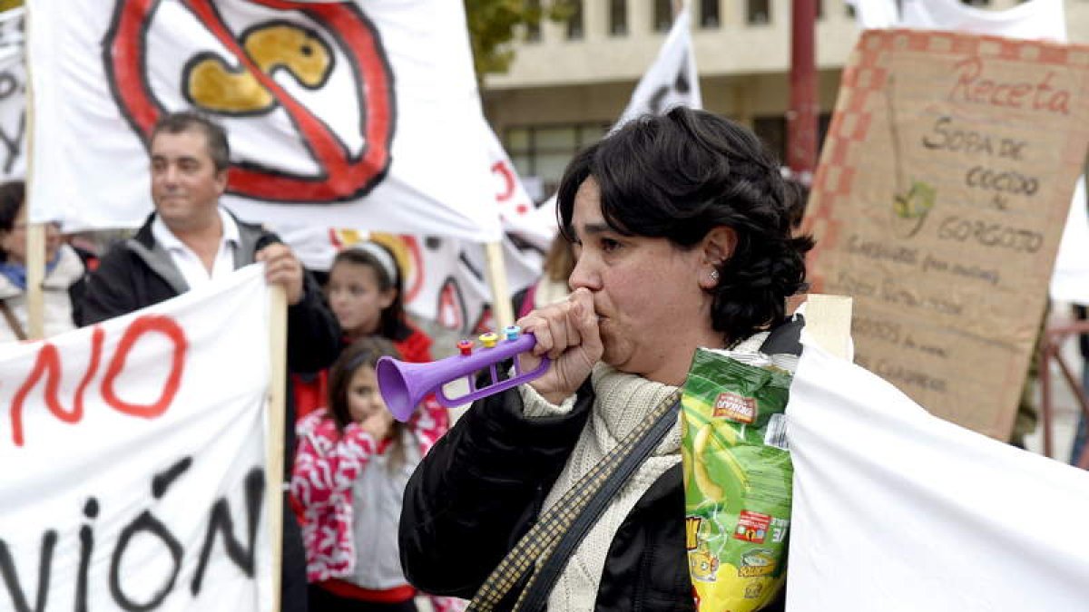Concentración de padres y madres de alumnos afectados ante las Cortes