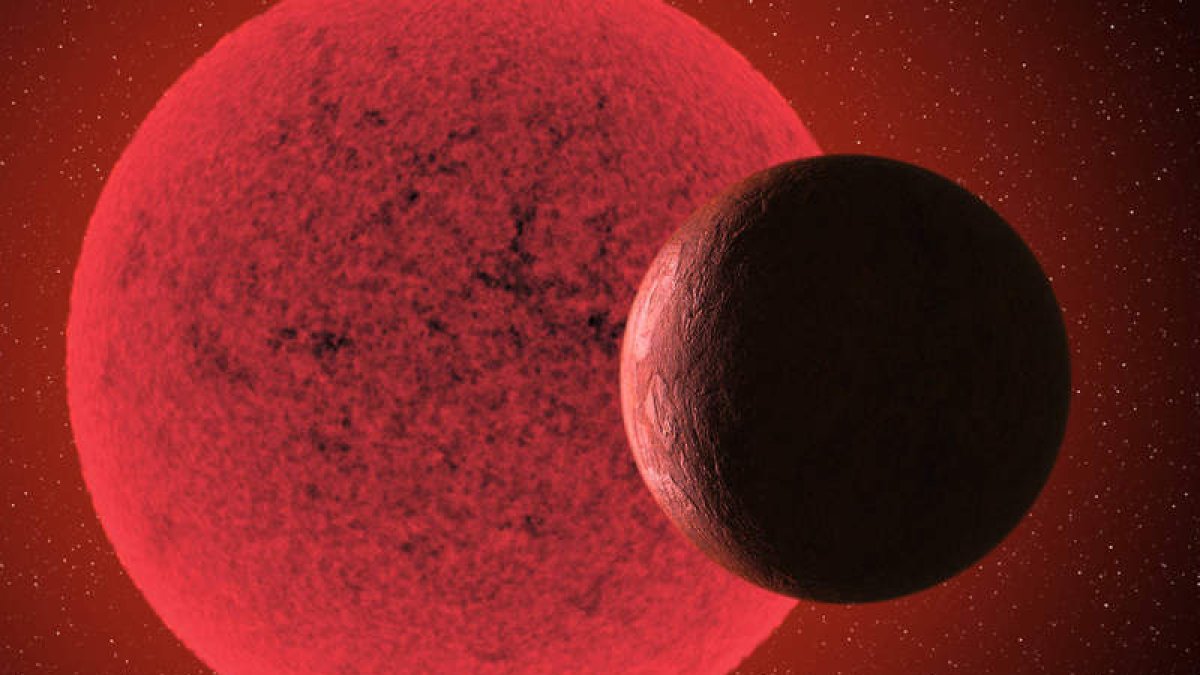 Recreación artística de la supertierra orbitando alrededor de la enana roja GJ 740. gabriel pérez