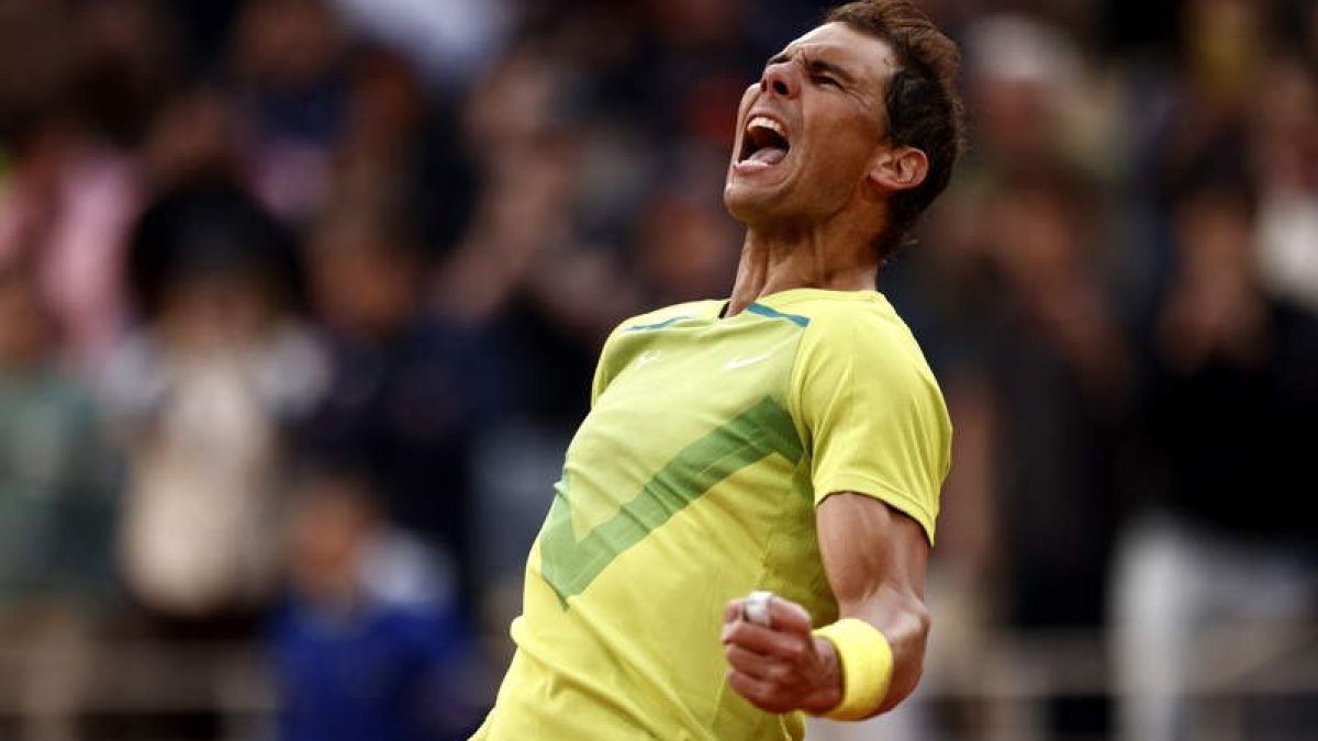 Nadal celebra su triunfo frente a Aliassime en un partido en el que tuvo que emplearse a fondo. VALANT