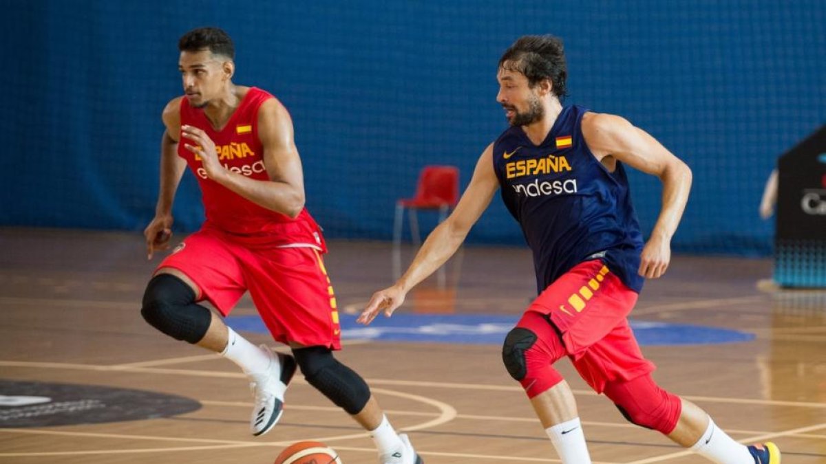 Llull, en uno de los entrenamientos con la selección a principios de agosto