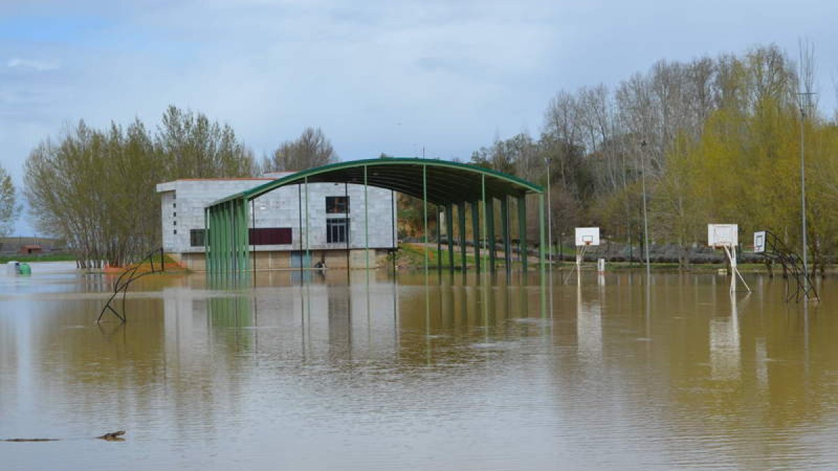 El agua del Esla se subió al área recreativa de Valencia de Don Juan. ARMANDO