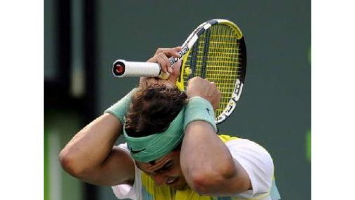 Nadal, en un momento del partido que disputó con Ljubicic