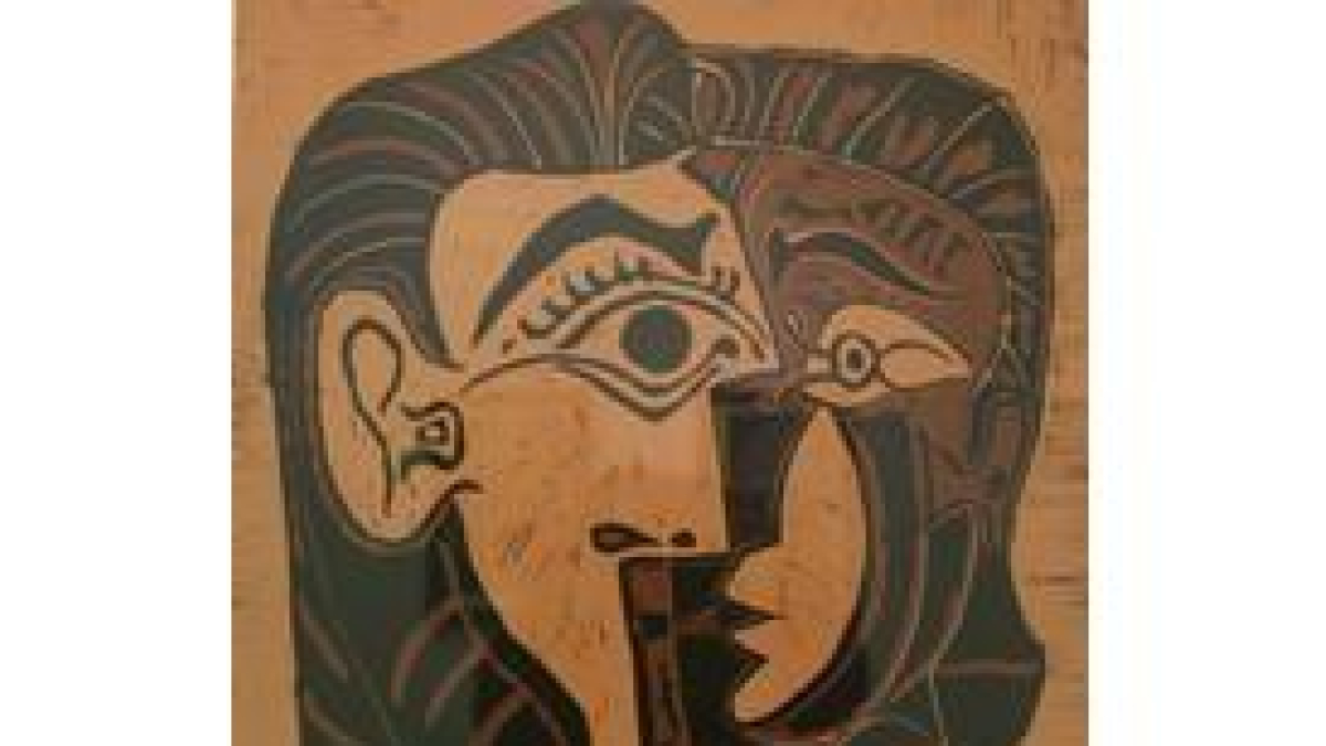 Detalle del linograbado de Picasso «Tête de femme»