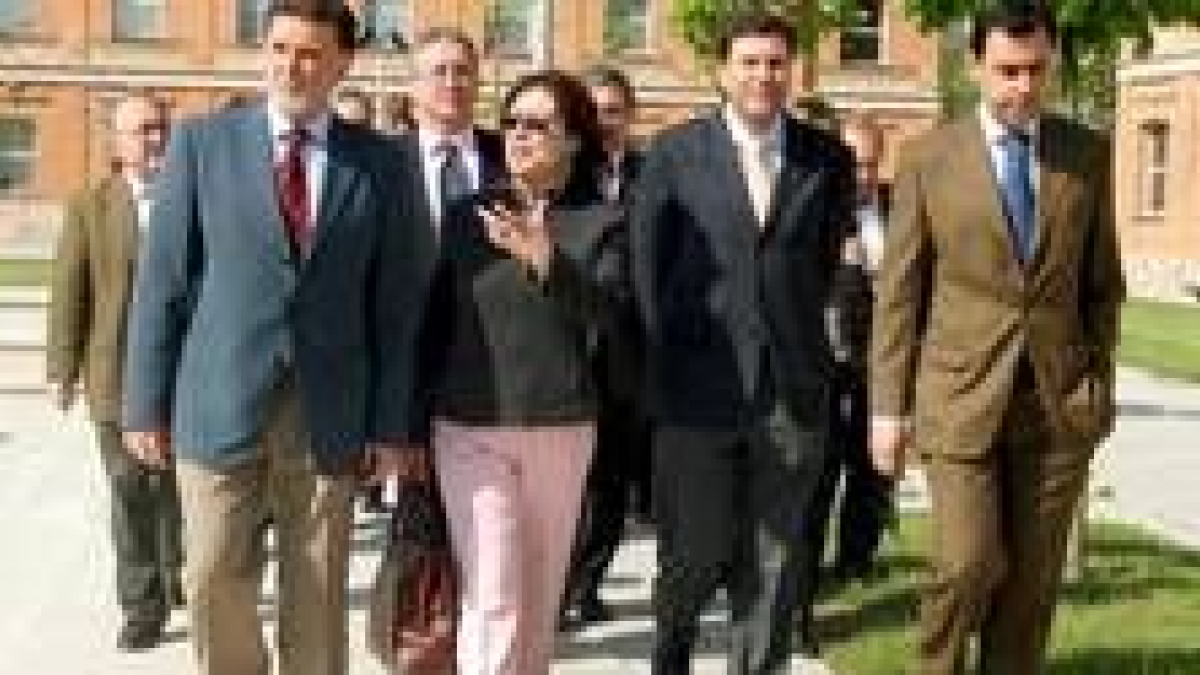Miguel Alejo, Cristina Narbona y Fernández Carriedo, durante la visita de la ministra a Zamora
