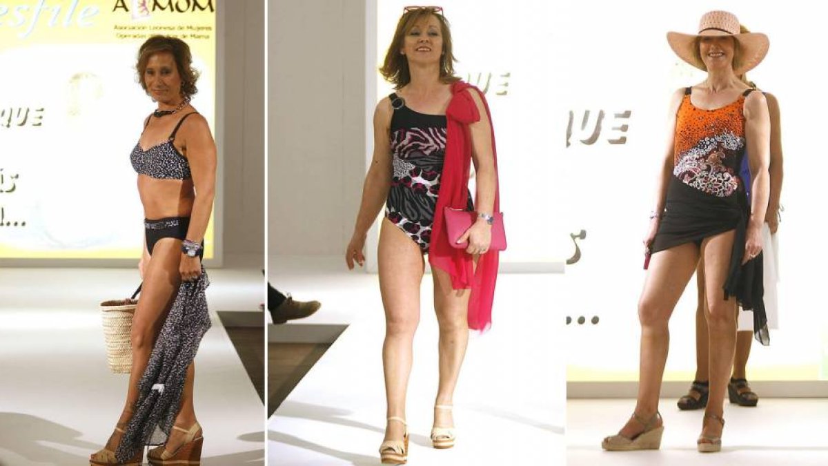 Tres de las mujeres que desfilaron ayer con los modelos especiales de ropa de baño y lencería.