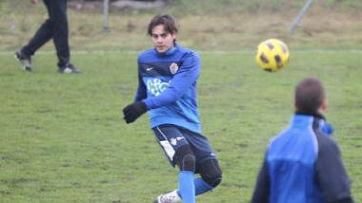 Miguel Ángel, en uno de sus últimos entrenamientos con la Ponferradina.
