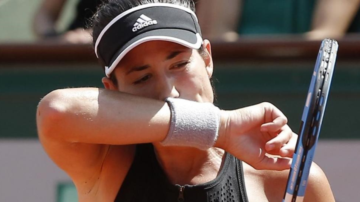 Muguruza, en un momento de su partido contra Halep.