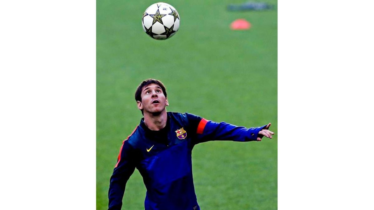 Messi, durante un entrenamiento con el Barcelona.