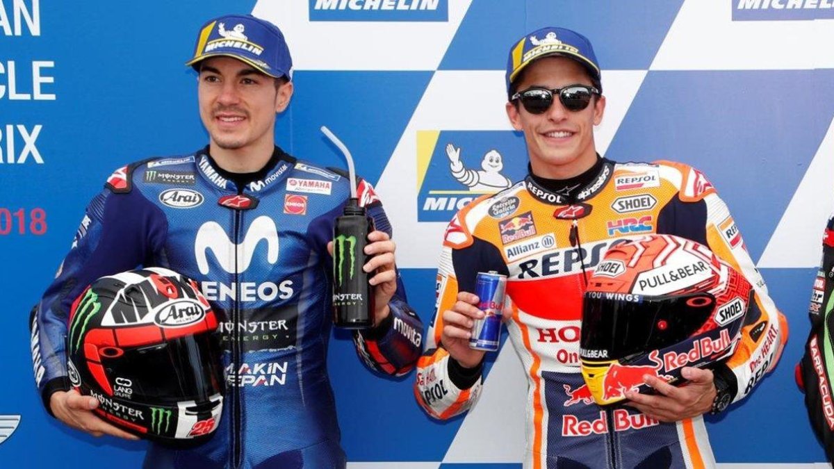 Márquez, ayer, junto a Maverick Viñales