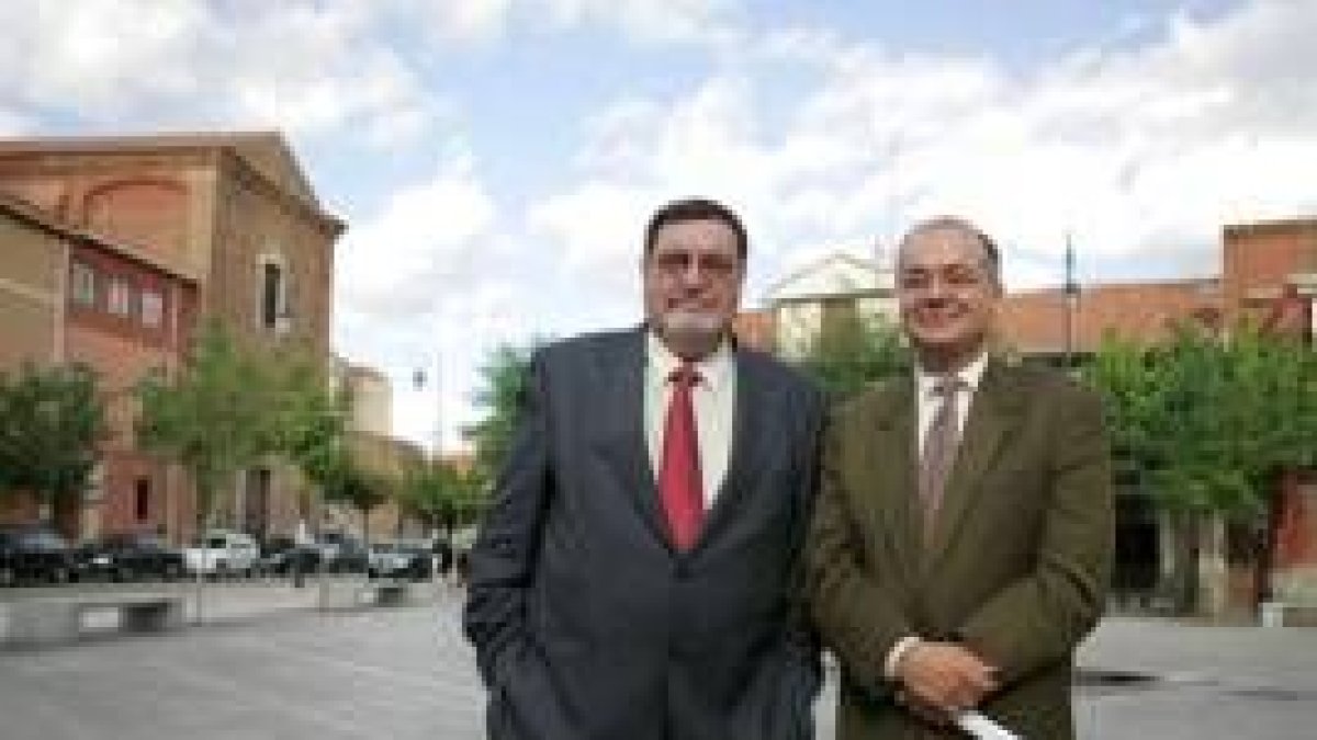 Marcos Martínez y Germán Santana, ayer, durante el simposio «El amor en Plutarco»