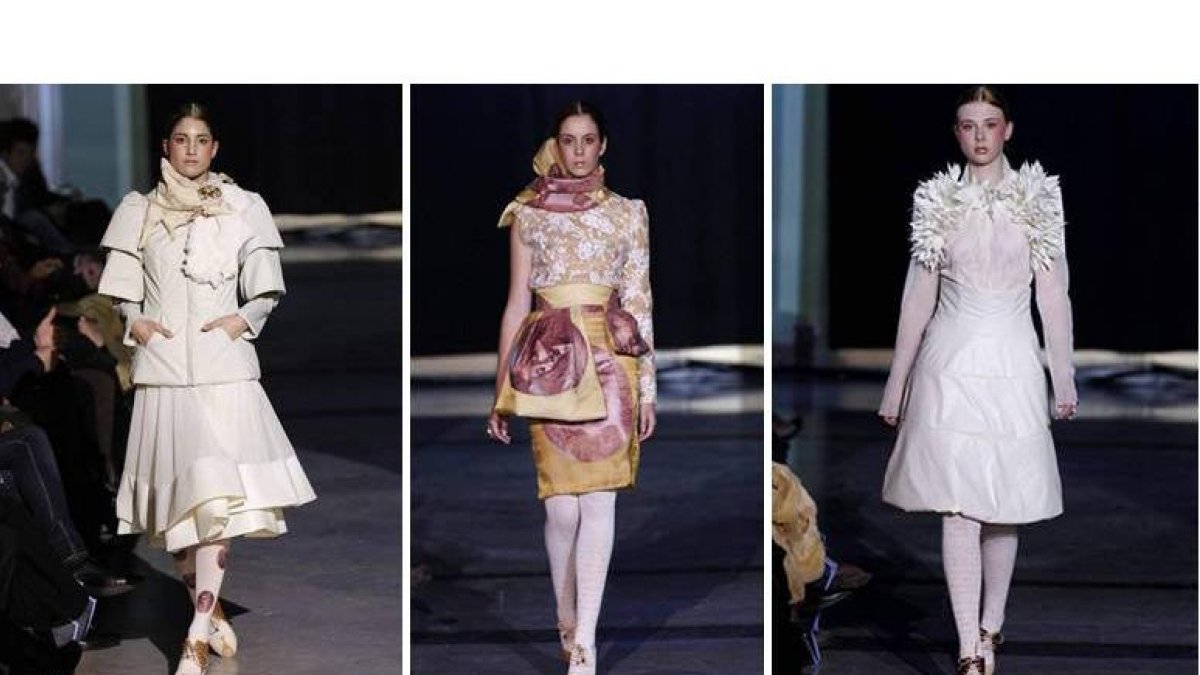 Imágenes del desfile con los diseños de la colección Vinci de la leonesa María Lafuente para la nueva temporada otoño-invierno.