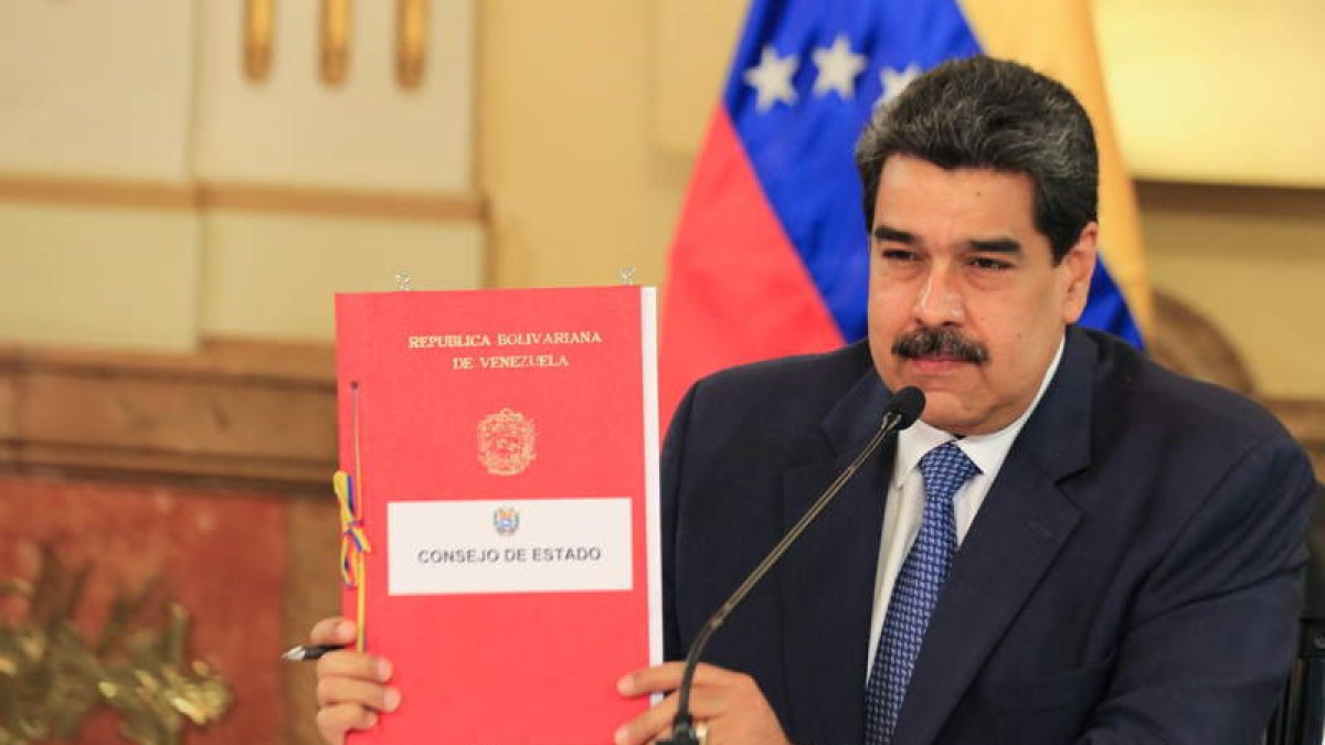 El presidente de Venezuela, Nicolás Maduro, en el Palacio de Miraflores.