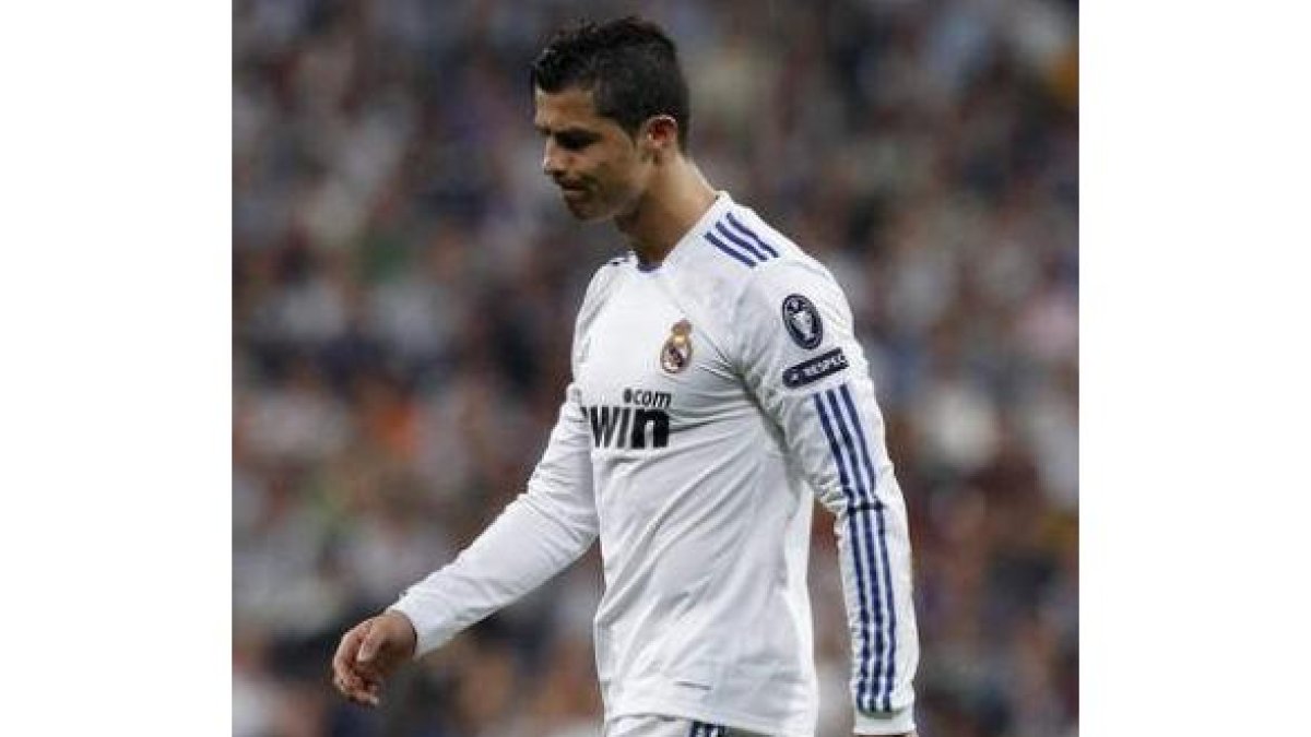 Cristiano Ronaldo con gesto de enfado durante el partido del pasado miércoles.