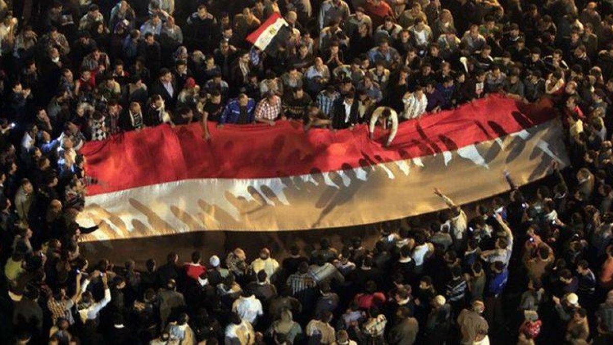 Protesta en la plaza de Tahrir de El Cairo.