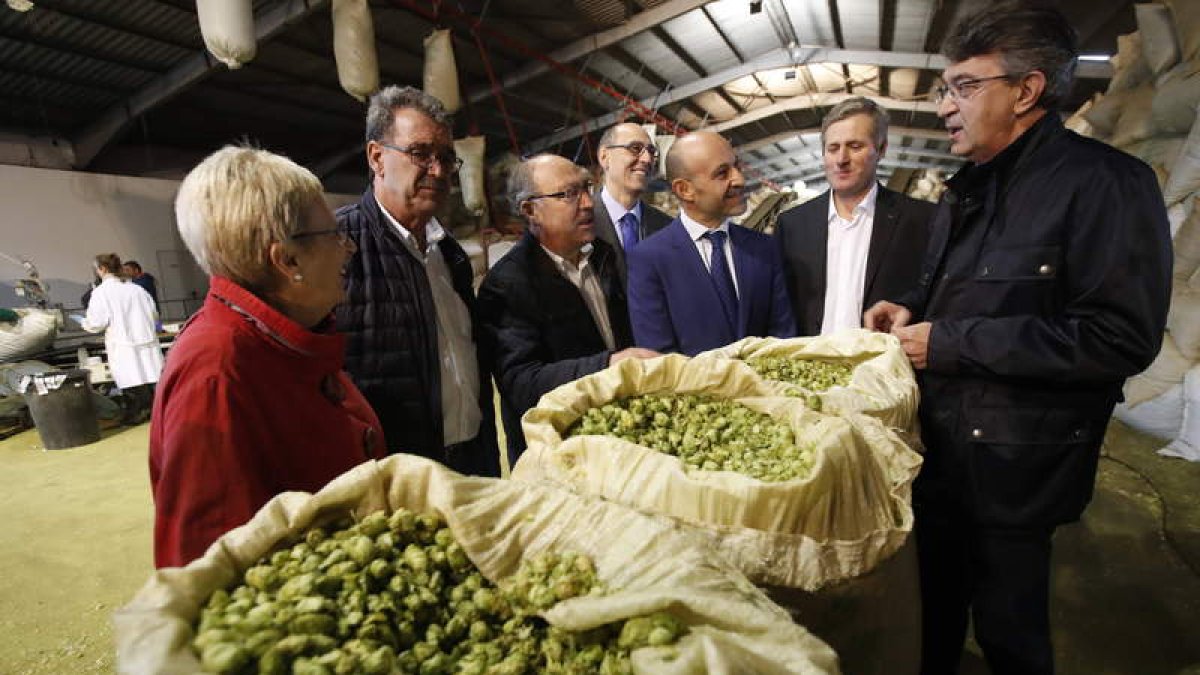 Majo conoció el procesado de la flor de lúpulo en las instalaciones de Hospteiner. RAMIRO
